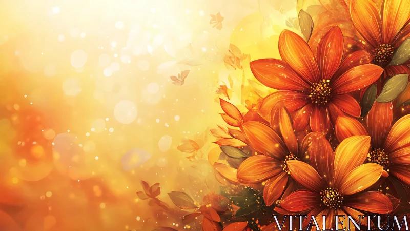 Vibrant Orange Daisies Dance in Golden Sunlight
