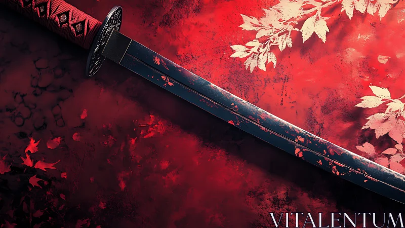 Crimson leaves whisper along the resting samurai blade