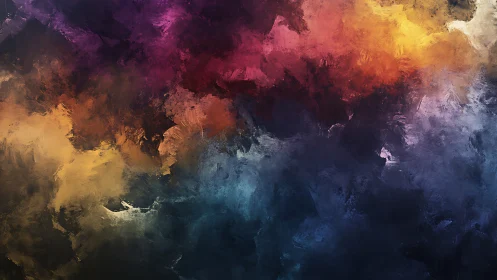 Bold abstract cloud of blended warm and cool colors.