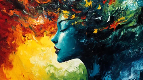 Colorful painted profile celebrates quiet, dreamy emotion