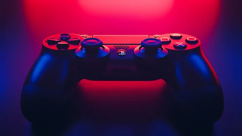 PlayStation DualSense Controller Rendered Under Neon Studio Lighting.