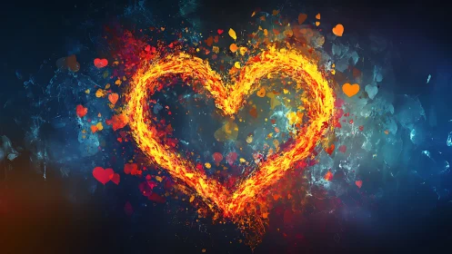 Incandescent Heart Form with Particle Dispersion and Dynamic Color Temperature Gradient