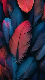 Velvet twilight feathers awash in crimson and midnight blues.
