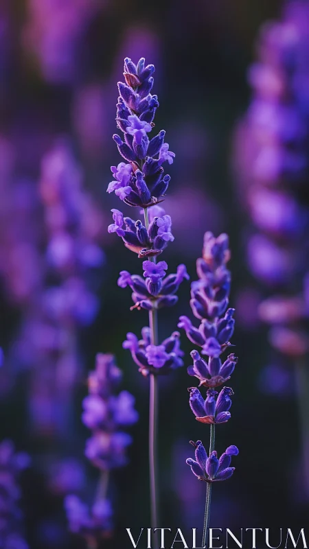 Purple Lavender Spikes in Soft Focus Field.