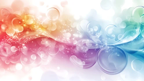 Chromatic bubbles drift in a shimmering digital dreamstream