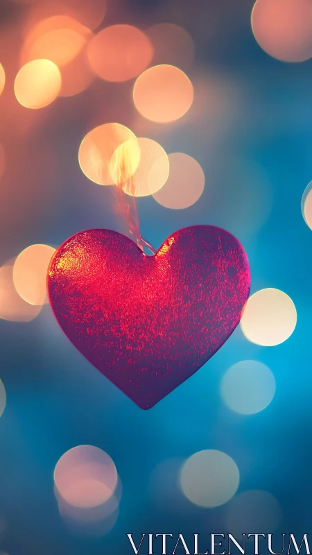Red Heart with Bokeh Luminescence: Romantic Abstract Study.