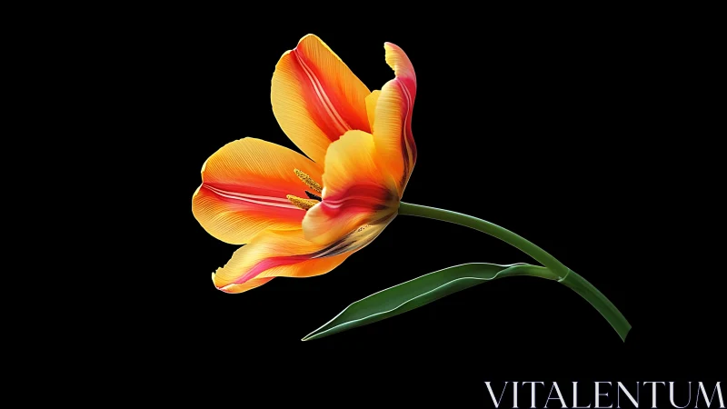 Golden Tulip Strikes Dramatic Pose Against Midnight Canvas