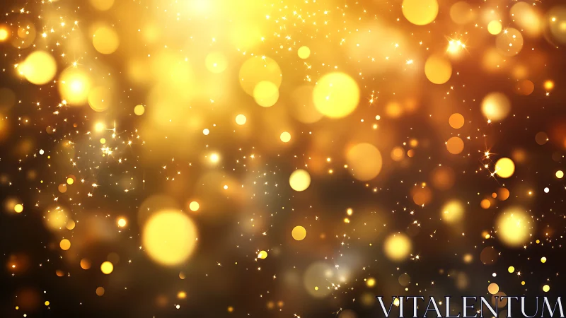 Golden bokeh lights shimmer across a festive abstract field.