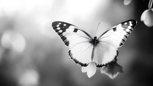 Monochrome butterfly macro with shallow depth of field bokeh