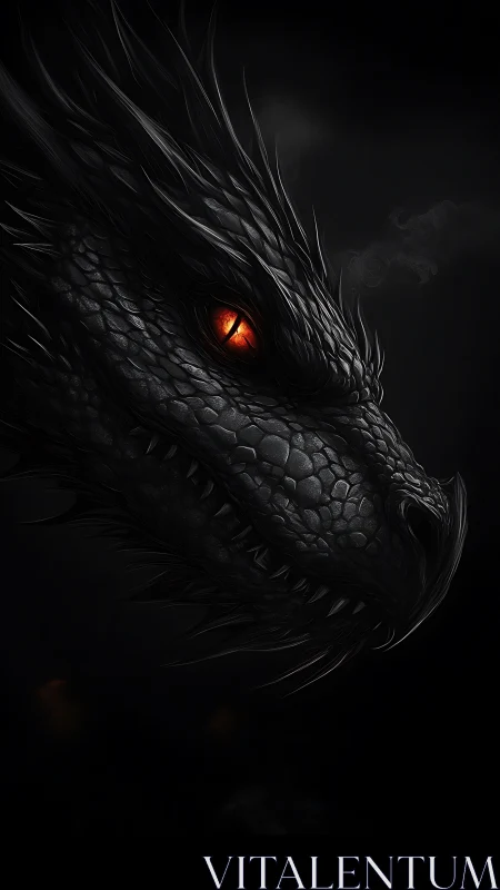 Digital painting profile study of a shadowforged dragon head.