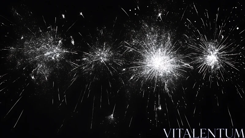 Dazzling white fireworks bloom gently across the night sky