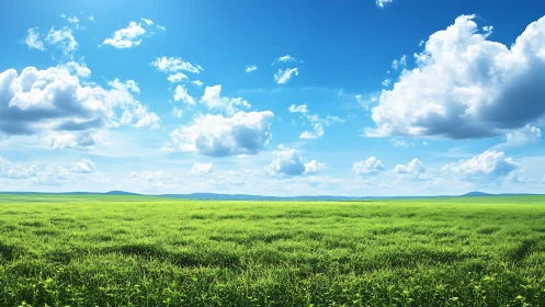 Atmospheric perspective over luminous grassland horizon.