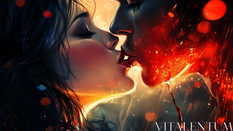 Luminous Intimacy: Digital Portrait with Neon Glow Effect.