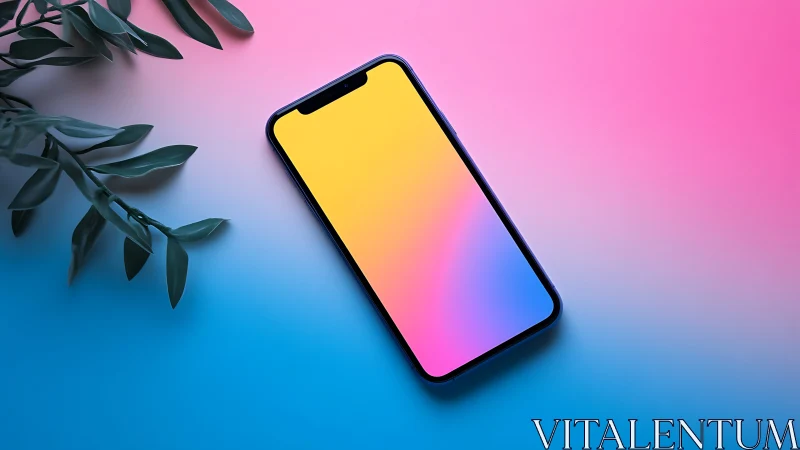 Notch-Display Smartphone with Gradient Screen Interface in 3D Product Visualization