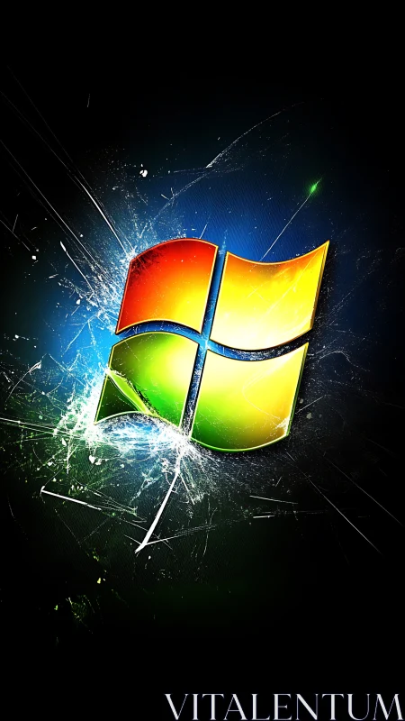 Shattered light effects energize a luminous four-panel logo emblem