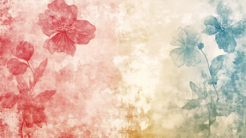 Gentle Garden: Where Pink and Blue Flowers Bloom.