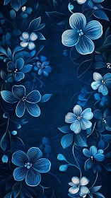 Blue Floral Pattern. Illustrative botanical textile design.