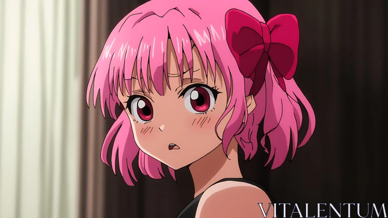 Anime portrait of pink haired girl with expressive lighting.
