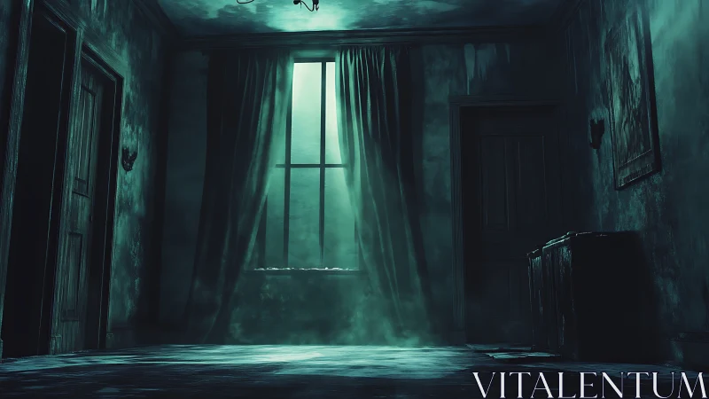 Ghostlit corridor where emerald fog stalks the silence.