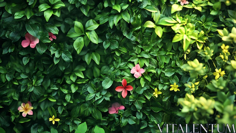 Hidden Blooms in Green: A Garden's Colorful Secret.