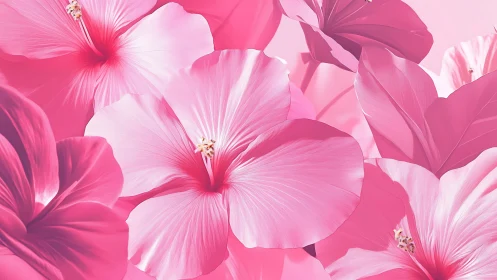 Pink Hibiscus Blooms. Radiant Floral Composition.