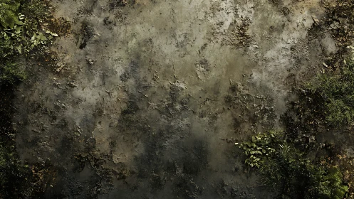 Weathered concrete surface with organic growth patterns.