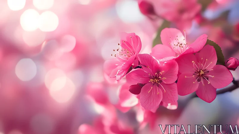 Pink Blossoms in Soft Focus Spring Light.