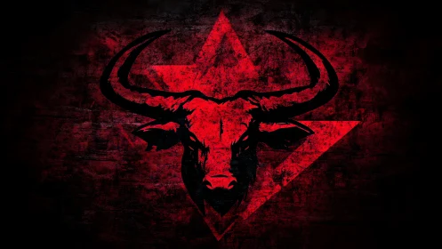 Crimson war bull emblem blazing over fractured star sigil.