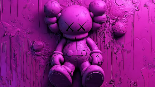 Monochrome magenta vinyl figure in textured viscous relief.