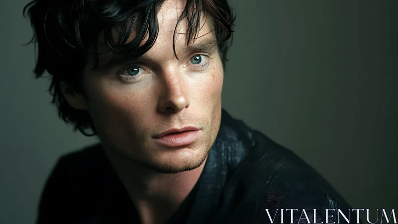 Photorealistic male portrait in soft directional studio light.