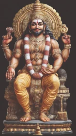 Regal Hindu deity statue shines with golden divine splendor.