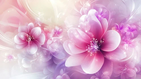Luminous Pink Floral Composition with Ethereal Gradient Rendering.