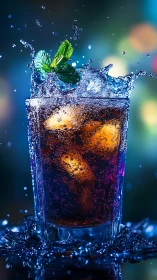 High-Speed Beverage Photography: Carbonated Cola Splash Dynamics with Mint Garnish