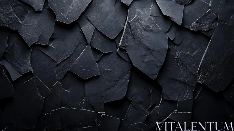 Dark stacked slate stone wall texture in modern abstract style.