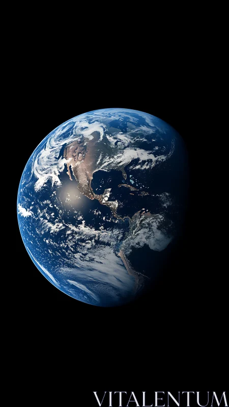 Earth viewed from space with North and South America visible.