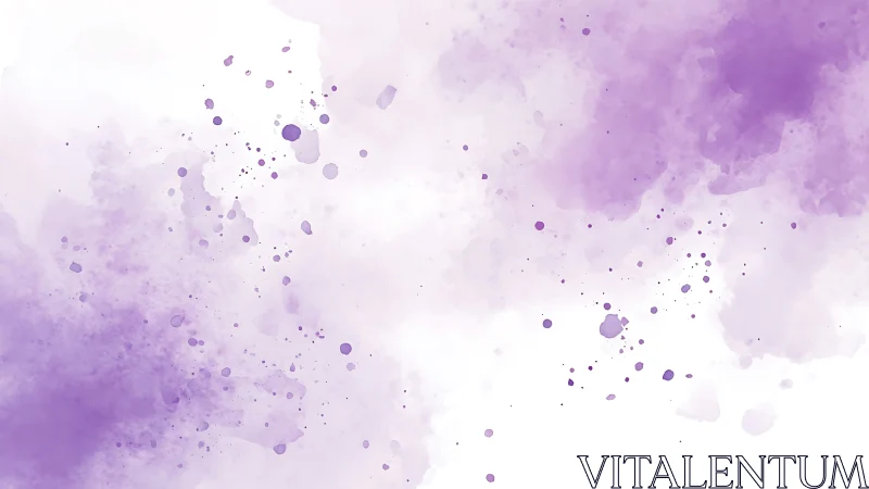 Lavender watercolor cloud spreads with soft drifting splatters.