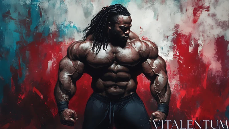 Hyper-detailed bodybuilder study with impasto lighting and tension