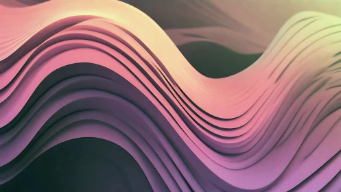 Layered pastel waves forming abstract flowing landscape.