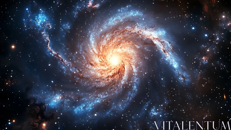 Spiral galaxy with bright core and extended star field.