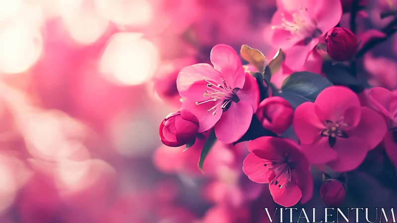 Magenta flowering shrub with shallow depth-of-field botanical composition.