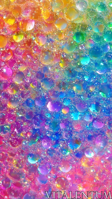 Iridescent macro droplets over vibrant prismatic spectrum.