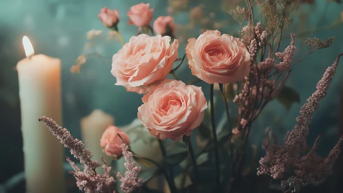Peachy Roses Create a Serene Moment of Gentle Beauty