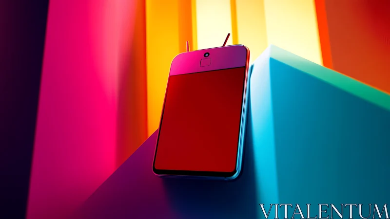 Vibrant Smartphone Display Against Neon Color Gradient Backdrop.