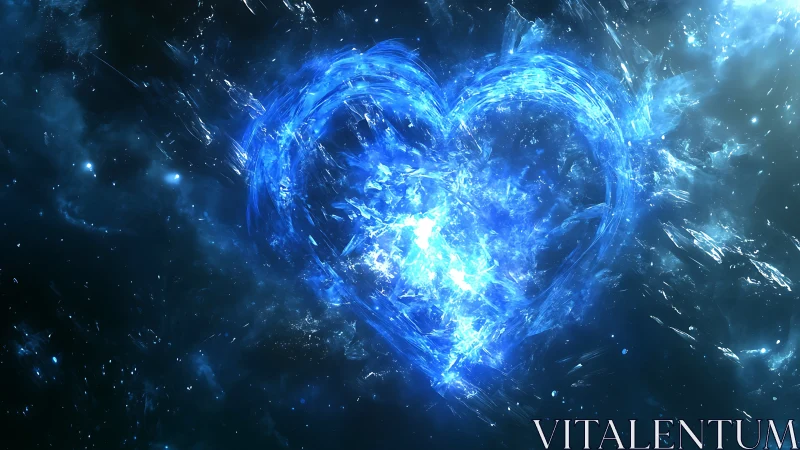 Luminous Blue Energy Core: Digital Heart Composition.