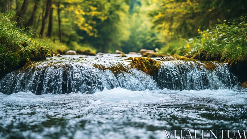 River whispers over mossy stones while the forest listens