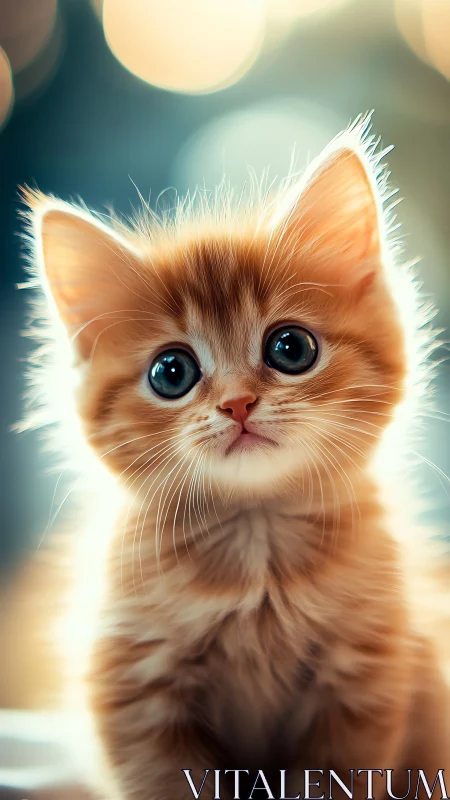 Orange tabby kitten with large eyes and soft fur detail