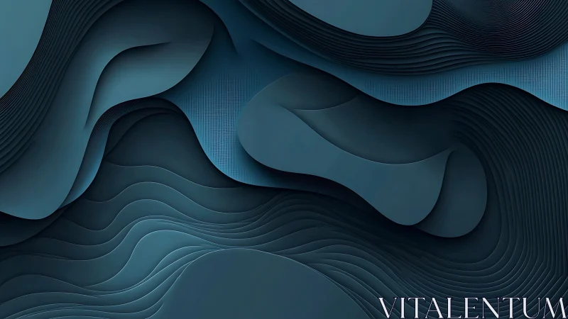 Layered teal relief surfaces form fluid, topographic wave structures