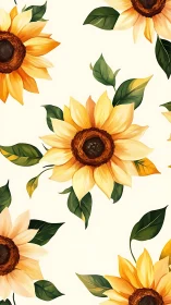 Digitally rendered sunflower tessellation with botanical accents.