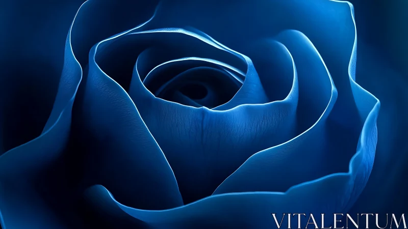 Macro blue rose rendered with high-contrast photoreal lighting