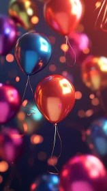 Glowing Balloons in Vibrant Neon Light